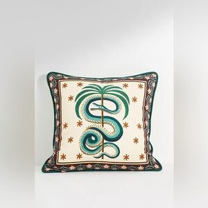 New Anthropologie x Printed Goods Snake Jungle Cotton Cushion Throw Pillow